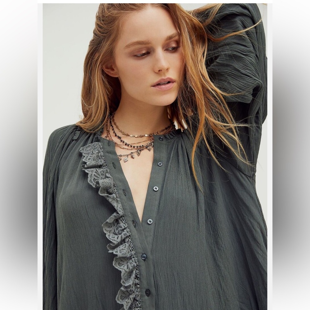 Free People Pine Tunic with Lace Trim L - Picture 3 of 7